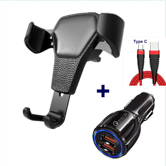 Grawitacyjny Uchwyt Samochodowy na Telefon - Skórzana Faktura - Automatyczne Mocowanie