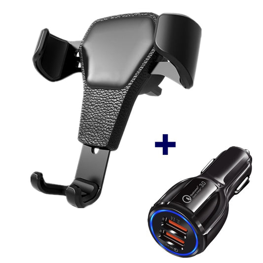 Grawitacyjny Uchwyt Samochodowy na Telefon - Skórzana Faktura - Automatyczne Mocowanie