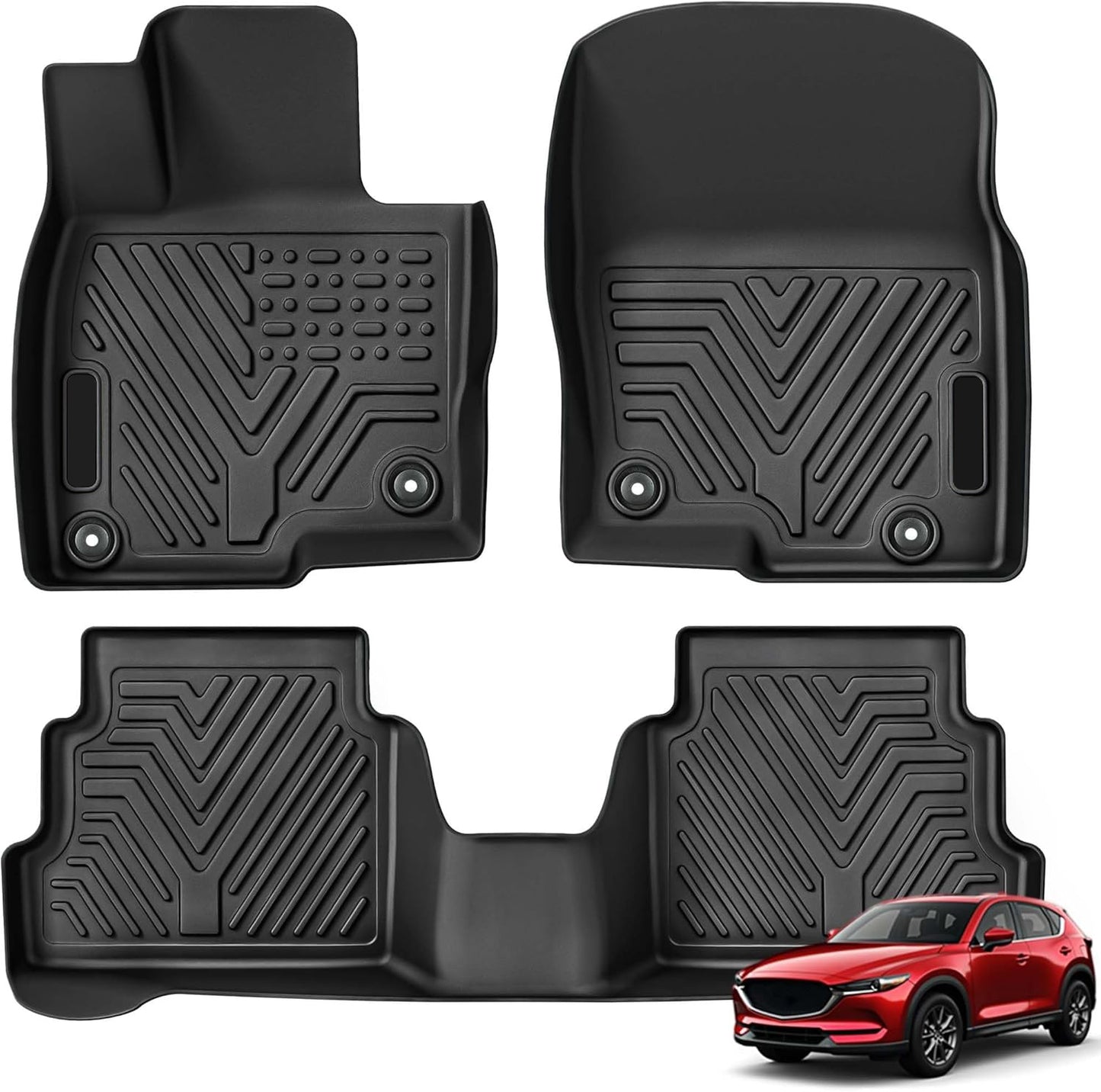 Dywaniki Samochodowe Mazda CX-5 2018-2023 - TPE - Ochrona Wszystkie Pory Roku - Pełny Zestaw Przód i Tył